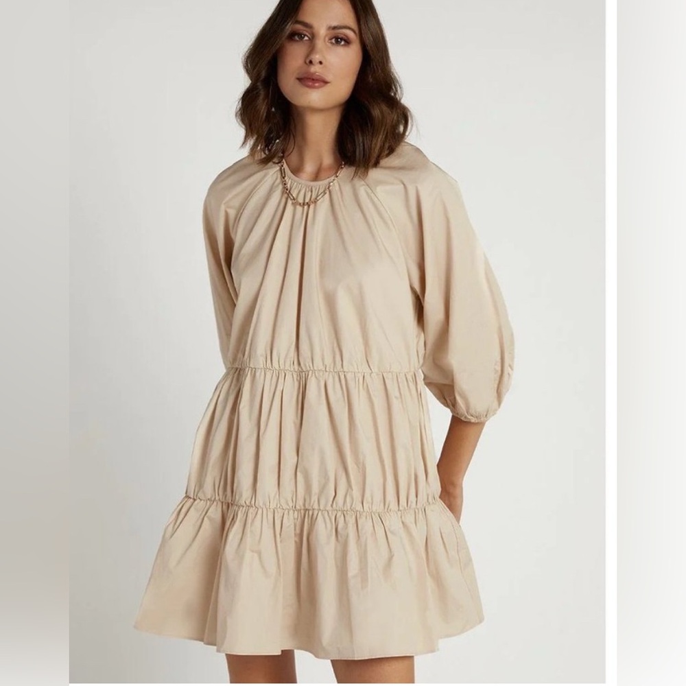 DISSH Beige Tiered Mini Dress